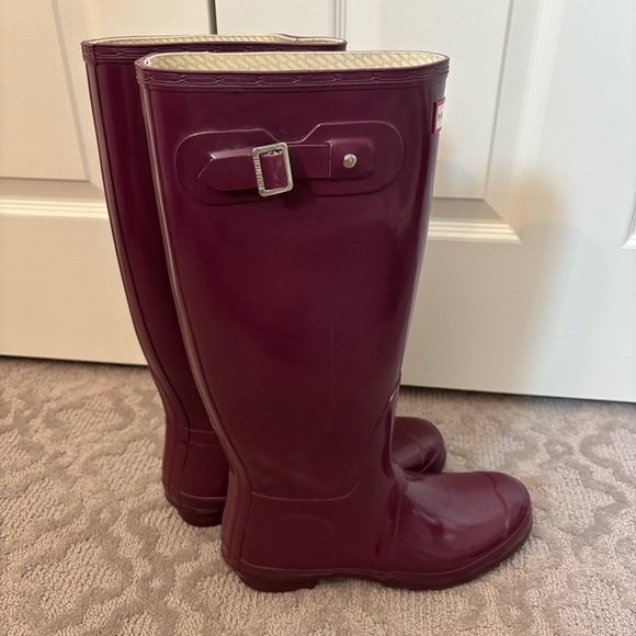 Hunter Women's Original Tall Gloss Rain Boots Adjustable Rumbling Red size 10 - Picture 10 of 14